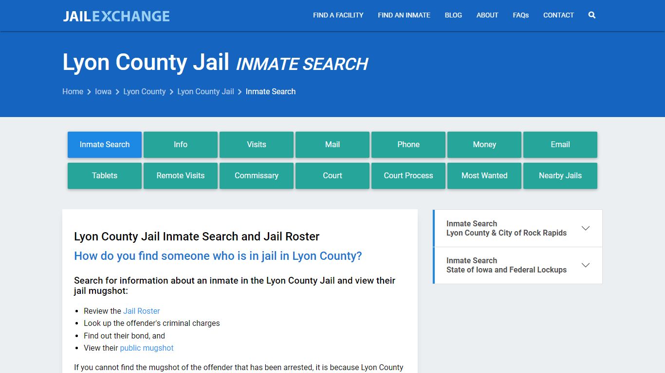 Inmate Search: Roster & Mugshots - Lyon County Jail, IA